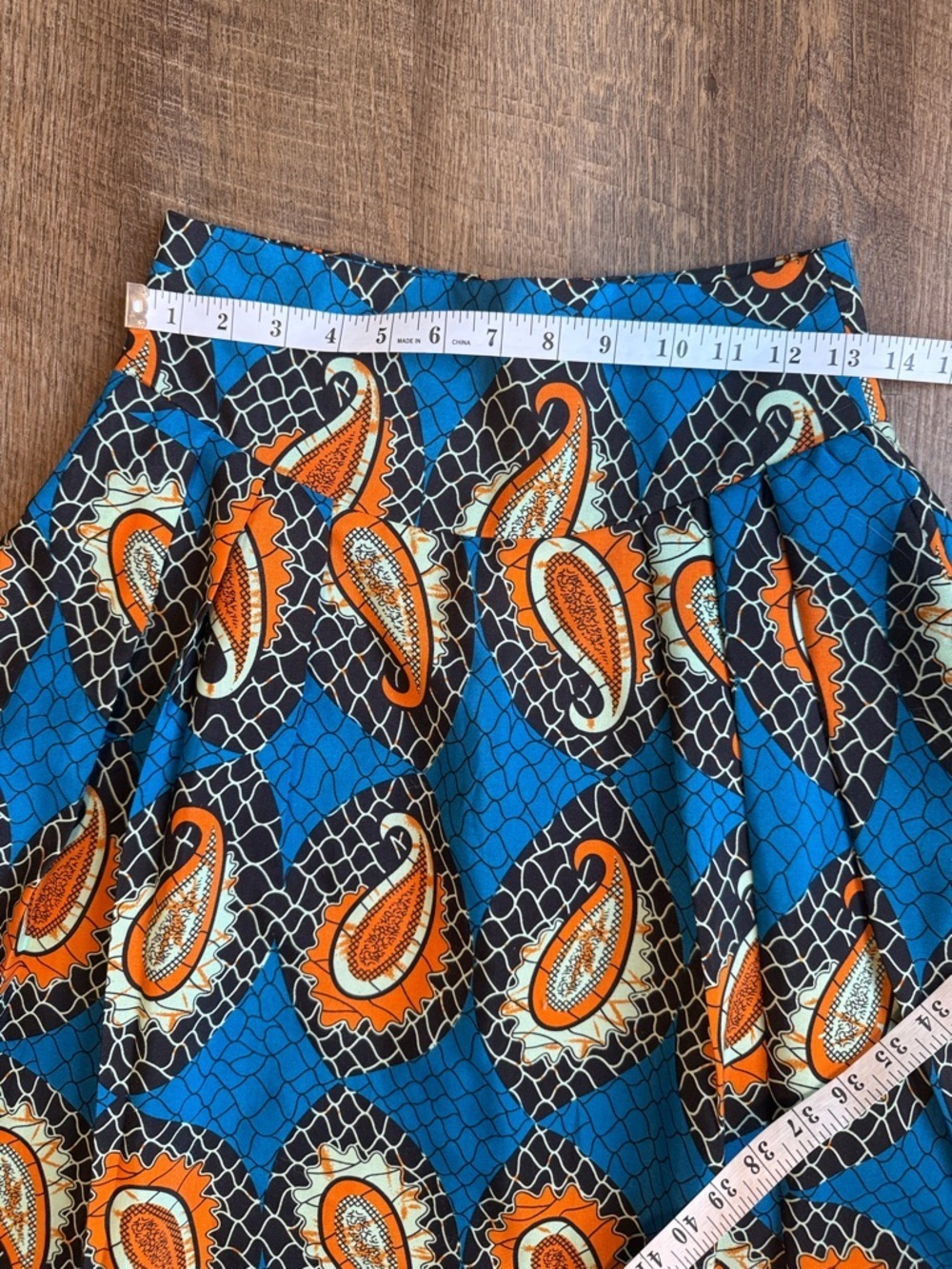 YAYG Women’s Blue & Orange Paisley A-Line Maxi Skirt With Pockets Size Medium - Picture 7 of 14